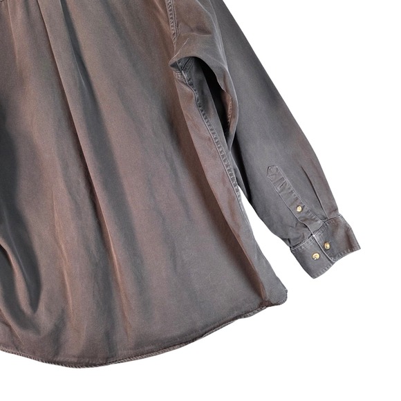 Ariat Button Down Long Sleeve Shirt Mens Size Medium Faded Black Cotton Twill - Picture 9 of 12